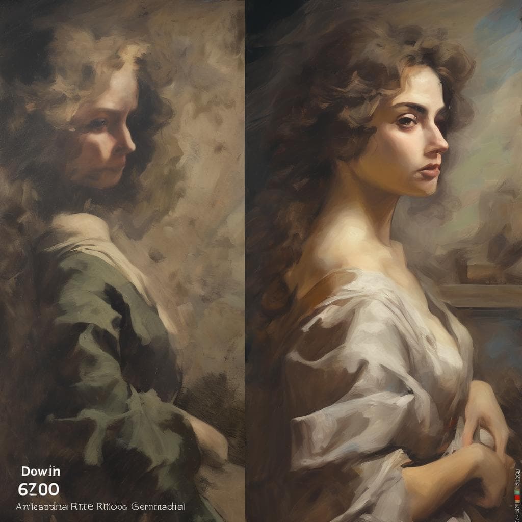 Αντίθετο των επιρροών που διαμόρφωσαν τη σύγχρονη τέχνη, γυναικείο πορτρέτο σε ζωγραφική στυλ.