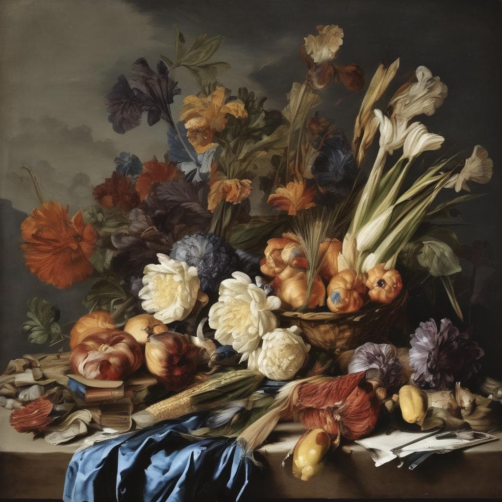 Λουλούδια σε μπουκέτο, σύγχρονη τέχνη, επιρροές, ζωντανά χρώματα, still life.